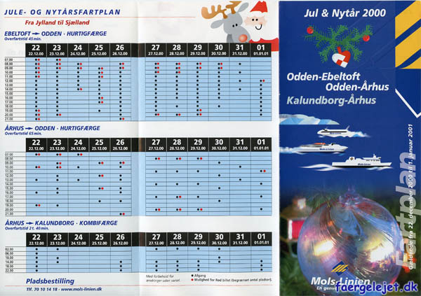 Jule- og nytrsfartplan fra Jylland til Sjlland 2000-2001